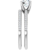 14K White 6.5 mm Round Engagement Ring Mounting