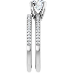 14K White 6.5 mm Round Engagement Ring Mounting