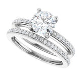 14K White 6.5 mm Round Engagement Ring Mounting