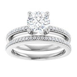 14K White 6.5 mm Round Engagement Ring Mounting