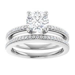 14K White 6.5 mm Round Engagement Ring Mounting