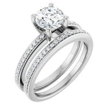 14K White 6.5 mm Round Engagement Ring Mounting