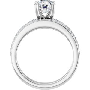 14K White 6.5 mm Round Engagement Ring Mounting