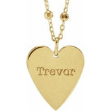 14K Yellow Engravable Heart 16" Necklace