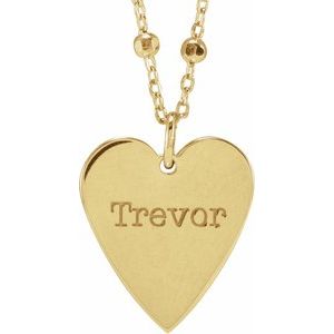 14K Yellow Engravable Heart 16" Necklace
