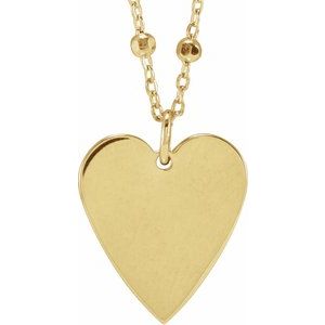 14K Yellow Engravable Heart 16" Necklace