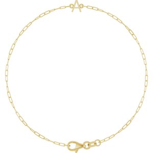14K Yellow Sans Serif Initial A 6 1/2-7 1/2" Bracelet