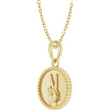 14K Yellow Peace Sign Language 16-18" Necklace