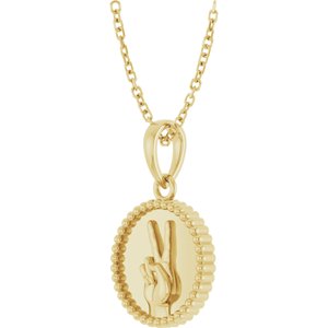 14K Yellow Peace Sign Language 16-18" Necklace