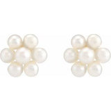 14K White Cultured White Freshwater Pearl Flower Earrings