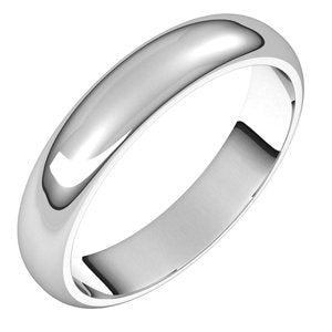 14K White 4 mm Half Round Band Size 10