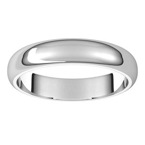 14K White 4 mm Half Round Band Size 10