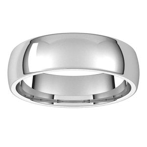 14K White 5.5 mm Half Round Comfort Fit Light Band Size 10