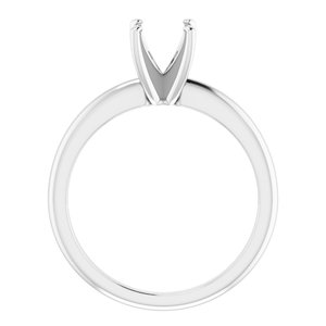 14K White  6.5 mm Round Solitaire Engagement Ring Mounting