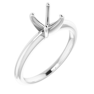 14K White  6.5 mm Round Solitaire Engagement Ring Mounting