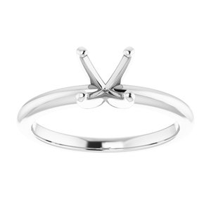 14K White  6.5 mm Round Solitaire Engagement Ring Mounting