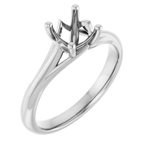 14K White 6.5 mm Round Solitaire Engagement Ring Mounting