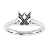 14K White 6.5 mm Round Solitaire Engagement Ring Mounting