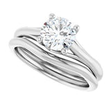 14K White 6.5 mm Round Solitaire Engagement Ring Mounting