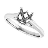 14K White 6.5 mm Round Solitaire Engagement Ring Mounting