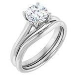 14K White 6.5 mm Round Solitaire Engagement Ring Mounting