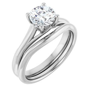 14K White 6.5 mm Round Solitaire Engagement Ring Mounting