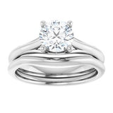 14K White 6.5 mm Round Solitaire Engagement Ring Mounting