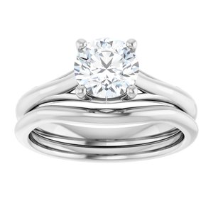 14K White 6.5 mm Round Solitaire Engagement Ring Mounting