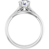 14K White 6.5 mm Round Solitaire Engagement Ring Mounting