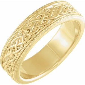 18K Yellow 6 mm Vine Inspired Band Size 10